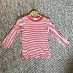 Lacoste striped 3/4 length sleeve tee size 36/xs